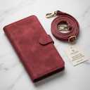 Asuwish Phone Case for TCL 40 XE 5G/40 X Zipper Wallet Magnetic Detachable Cell Cover with Tempered Glass Screen Protector Crossbody Strap Flip Card Holder 40XE5G 40XE EX T609DL 40X T609M Women Red