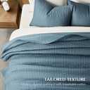 EVERGRACEHOME Cotton Sateen Quilt Set Queen Size, Pre-Washed Cotton Channel Stitch Coverlet Bedspread, 3 Pieces Lightweight Soft Bedding Sets for All Season, with 2 Pillow Shams, Sonoma Blue