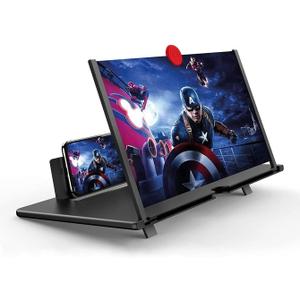 10'' Screen Magnifier Amplifier 3D HD Smart Mobile Phone Movies Amplifier with Leather Foldable Holder Stand for Any Smartphone (Black)