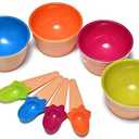 Dessert Bowls, 4 Pack Ice Cream Bowl Spoon Set, Frozen Yogurt Cups with Spoons Durable Plastic Candy Color Lovely Dessert Bowl DIY Ice Cream Tools For Festive Party Favor Kids Gift