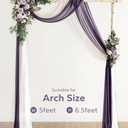 Ling's moment Purple Lilac Artificial Wedding Arch Flowers Kit Pack of 4, 2pcs Hanging Flower Arrangement 2pcs Chiffon Drapes Ceremony Reception Fake Rose Arbor Backdrop Floral Party Outdoor Decor