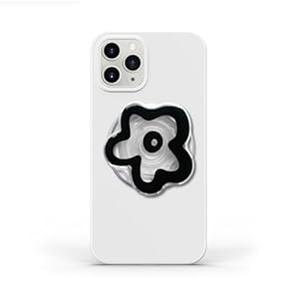 Phone Grip Compatible with Magsafe - Cute Flower Series Transparent Acrylic Collapsible Design Magnetic Phone Grip Include Magnetic Adapter Ring (Black)