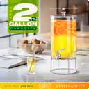 2.2 Gallon Glass Beverage Dispenser With Stand | Glass Water Dispenser With Stand | Leakproof Spigot | Ideal for Hot and Ice Cold Drinks | Perfect for Breakfast, Parties, Weddings