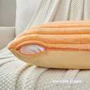 FUTEI Orange Decorative Throw Pillow Covers Set of 2, 26x26 Inch Soft Fluffy Faux Fur Plush Striped Euro Pillow Shams, Modern Home Decor for Couch Bed Living Room