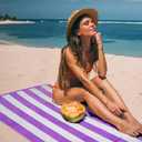 cabanana Large Oversized Beach Towel - 35 x 70 Inch Cotton Pool Towel, Purple Striped Soft Cabana Swim Towel