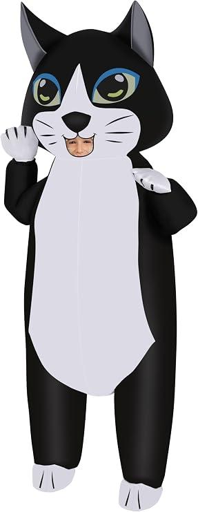 M MH ZONE Inflatable Cat Costume for Kids - Blow Up Kitten Halloween Party Suit for Boys Girls