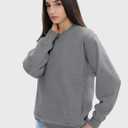 PUMIEY Women's Oversized Sweatshirts Fleece Crew Neck Hoodies with Pockets Long Sleeve Pullover Tops Three-No Collection (Gray, S)