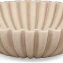 LIN CHUAN Ruffle Decorative Bowl, Large Fruit Bowl for Kitchen Counter, Stylish Key Bowl for Entry Table, Handcrafted Home Decor Display bowl, Artificial Stone Beige