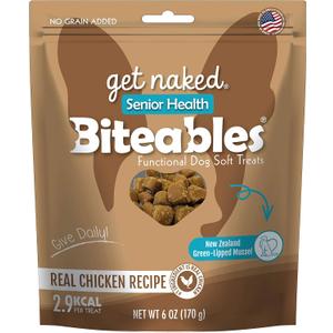 3 x Get Naked Biteables Senior Health Soft Dog Treats, Real Chicken Treat for Toothless Dogs, 6oz 1 Pouch (EXP 08/18/27)