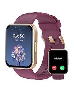 RUIMEN Smart Watches for Women Men (Answer/ Make Calls) Compatible with iPhone/ Android Phones, 1.85" HD Screen Fitness Tracker Heart Rate Monitor 100+ Sports Tracker Watch Waterproof (Purple)