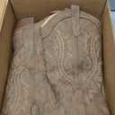 IUV Cowboy Boots For Women Western Cowgirl Boots with Chunky Heel Mid Calf Snip Toe Ideal for low insteps, Size 8
