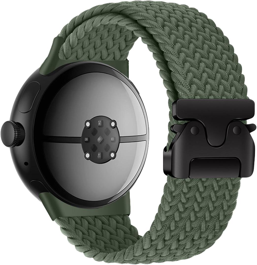 Yeahxing Band for Pixel Watch 4/3 45mm - Stretchy Nylon Braided Band for Google Pixel Watch 4 45mm 2025, Fit 6.8-10.2 inch Adjustable Wristband with Parachute Buckle for Men Women