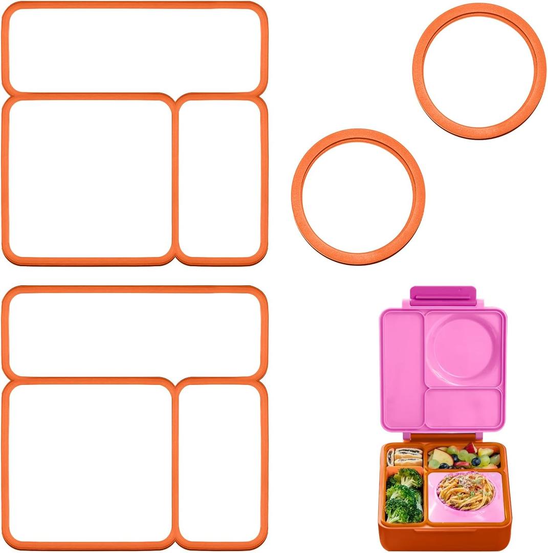 2 x 4 Packs Lid Seal Gasket For Omiebox,Omie Box Accessories for Kids Lunch Box Boxes, Food Grade Safe Silicone Rubber Seals (Orange)