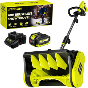 40V Brushless Cordless Snow Shovel, 13-Inch Electric Snow Blower with 4.0Ah Batteries & Charger, Battery-Powered Snow Removal with 25FT Throw Distance for Patio, Deck, Driveway (Yellow)