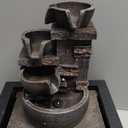 GOSSI Home Dcor Imitation 3-Tier Stone Wall Tabletop Fountain Many Natural River Rock Office Relaxing Desktop Zen Waterfall Meditation Tabletop Fountain LED Lights Fountain Christmas Decorations