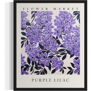 Purple Lilac Flower Market Art Print Poster, Floral Aesthetic Botanical Pastel Painting for Bedroom, Bathroom Living Room Decor 75 (Purple Lilac, 8 x 10 inches, Unframed)