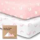 KeaBabies 2-Pack Organic Crib Sheets for Boys, Girls - 52x28 Fitted Crib Mattress Sheet Neutral, Breathable Jersey Cotton Cover for Baby Bed, Toddler Mattress, Soft & Cute Prints (Dreamland)