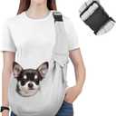 Pawaboo Small Dog Sling Carrier, Reversible Hands Free Dog Sling Carrier for Small Dogs and Cats, Puppy Sling Carrier with Adjustable Strap Buckle & Safety Harness, Puppy Essentials, Grey