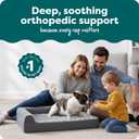 FurHaven Orthopedic Dog Bed for Medium Dogs, L-Shaped Chaise Mattress with Orthopedic Egg Crate & a Solid Orthopedic Foam Base for Joint Support, Washable Cover, Medium, Faux Fur & Suede, Stone Gray