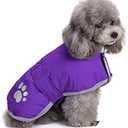 Queenmore Dog Winter Coat, Cold Weather Fleece Jacket for Dogs, Waterproof Reflective Reversible, for Small, Medium and Large Dogs (Purple, XS)
