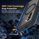 Caka for Samsung Galaxy Z Fold 6 Case [Thinner S Pen Holder Slot] [Magnetic Charging] [Hinge Protection] [Built-in Screen Protector] Translucent Hard Shockproof Magnet Phone Cover for Fold6 - Black