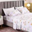 QSH 100% Egyptian Cotton Floral Pillow Cases Standard Size Set of 2, Butterfly Flowers Print Pattern Bedding Pillow Shams Standard Size, Envelope Closure Standard Pillows Covers (20"x26")