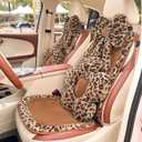 Plush Leopard Front Car Seat Covers and Rear Car Seat Covers Set Velvet Car Seat Cushions Set -Luxury