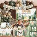 One Happy Camper Birthday Decorations, Camping first Birthday Party decorations, Camp 1st birthday Party Supplies Decor, Balloon Arch One Boxes High Chair Banner Crown Cake Topper Tablecloth Confetti