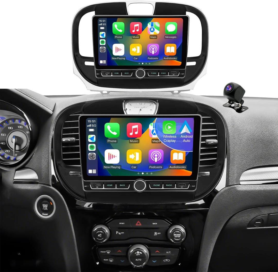 4+64G Car Radio Upgrade for Chrysler 300 300C 2015-2023, 9 Inch ISP Touch Screen Car Stereo, Wireless CarPlay Android Auto Bluetooth 5G WiFi, GPS Navigation Head Unit Multimedia Player, Backup Camera