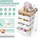 SYKIARIOL Rolling Storage Utility Cart with 4 Drawers,Kids Craft Art Cart,Makeup Organizer and Storage with Wooden Tabletop,White