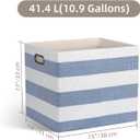 13x15x13 Storage Cube Bins, Foldable Storage Cubes, Fabric Organizer Basket Bin, Striped Containers Decorative Storage Boxes for Shelves Wardrobe Closet Home Office, 4 Pack, Blue/White
