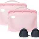 Silicone Microwave Steam Sterilizer Bag for Baby Bottles, Reusable Sterilizing Bag for Pump Parts and Toddler Accessories, Easy to Use Sterilizer Bags Perfect for Home and Travel, Pink (2PC)