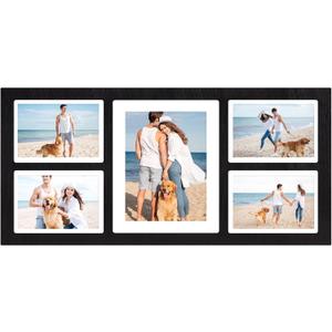 YESKAY Collage Picture Frame for 8x10 and 4 5x7 Pictures Display,5 Opening Family Photo Frames with Tempered Glass Wall Decor(Rustic Black_1 Pack)