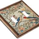 Decorative Art Light Switch Covers Vintage Bird - Flower Painting 2 Gang Double Toggle Wall Plate Decorative Switchcover Electrical Switchplate for Home Decor