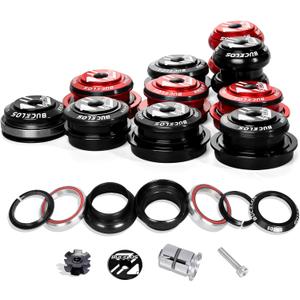 BUCKLOS 1-1/8 Bike Headset MTB Threadless 34 44 44-50.6 44-55 44-56 41.8-52mm, Straight Tapered Tube Mountain Bikes Road Bicycle Double Sealed Bearings Headsets, for Frame Fork Expander Plug Star Nut