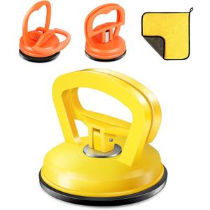 Car Dent Puller, Dent Remover Tool Kit, Dent Removal Kit with Suction Cup and Handle Lifter for Auto Body Small Dent Repair, Glass Lifter, Screen Remover, Object Moving Tool (Yellow+Orange)