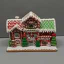 14 Inch Gingerbread House Decoration, Battery-Operated Light-Up Two Floor Gingerbread House, Classic Gingerbread Christmas Village Figurines, Handmade Decorations (Style 3)