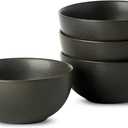 4 x Cereal Bowls, 24 oz Soup Bowls Set of 4, Ceramic Bowls Set for Salad, Fruit, Breakfast, Dessert, Stoneware Bowls for Kitchen, Dishwasher & Microwave Safe, Matte Black