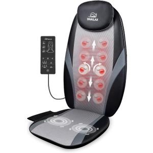 Snailax Shiatsu Massage Cushion with Heat Massage Chair Pad Kneading Back Massager for Pain Relief Deep Tissue 3D Roller Travel Up/Down to Relax Tense Muscle, Office Home Use (Grey and Black)