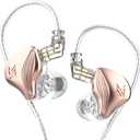KZ ZEX Earbuds 1 electrostatic + 1 Dynamic Earphone in Ear Monitor Headphone with Detachable Cables Suitable for Audio Engineer, Musician (Rose Gold, Without Mic)