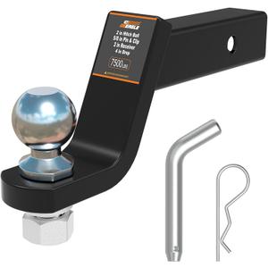 DEEAGLE 2 in Ball Hitch with Pin, Heavy Duty Steel Receiver Hitch, Fits 2 in Receiver, 7500lbs, 4 in Drop