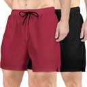 Buauty 2 Pack Mens Athletic Shorts 5 Inch Inseam Workout Gym Running Shorts for Men Quick Dry Lightweight Summer Shorts Black Red XX-Large (XXL)