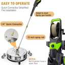 14" Pressure Washer Surface Cleaner with 4 Wheels, Stainless Steel Housing, 4000 PSI Max, 3 Connect Nozzles & 2 Extension Wands, Pressure Washer Surface Cleaner for Concrete, Patios, Sidewalks