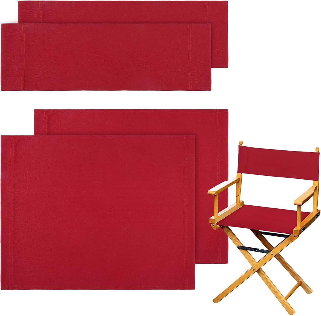 Boao 2 Set Directors Chair Canvas Replacement, Makeup Chair Seat and Back Replacement Cotton Canvas Stool Protector for Home Director Medium Size(red)