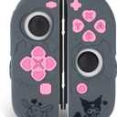 Kuitmor Silicone Protective Shell Compatible with Joy con of Switch 2017/OLED, Soft Silicone Cover Case, Anti-Scratch Protective Case for Switch 1/OLED Controllers (Black Kuromi)