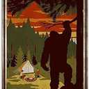 Retro Metal Tin Sign,Camping and Bigfoot I Party with Sasquatch Home Bar Shop Decorations Coffee Vintage Sign Gift 8X12 Inch