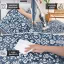 Vintage Washable Runner Rug 2x6, Navy Runners for hallways, Super Soft Kitchen Runner Rug Non Slip, Printed Faux Wool Floral Thin Carpet Runner for Entryway Laundry Room Bedroom