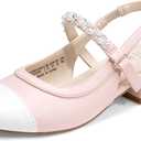 DREAM PAIRS Girls Dress Shoes Slingback Heels Round Toe Pump for Little Big Kids Flower Party Wedding Princess (Pink/White, 12)