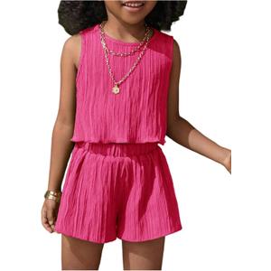 SOLY HUX Toddler Girl's Clothing Sets Summer 2 Piece Outfits Textured Sleeveless Tops and Shorts Casual Vacation Set