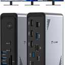 TobenONE 18 in 1 Laptop Docking Station 3 Monitors, Triple 4K Display with 3 HDMI, 9 USB Ports, Gigabit Ethernet, PD3.0, for Windows/Dell/Lenovo/HP/Thinkpad Laptops (No Power Adapter)